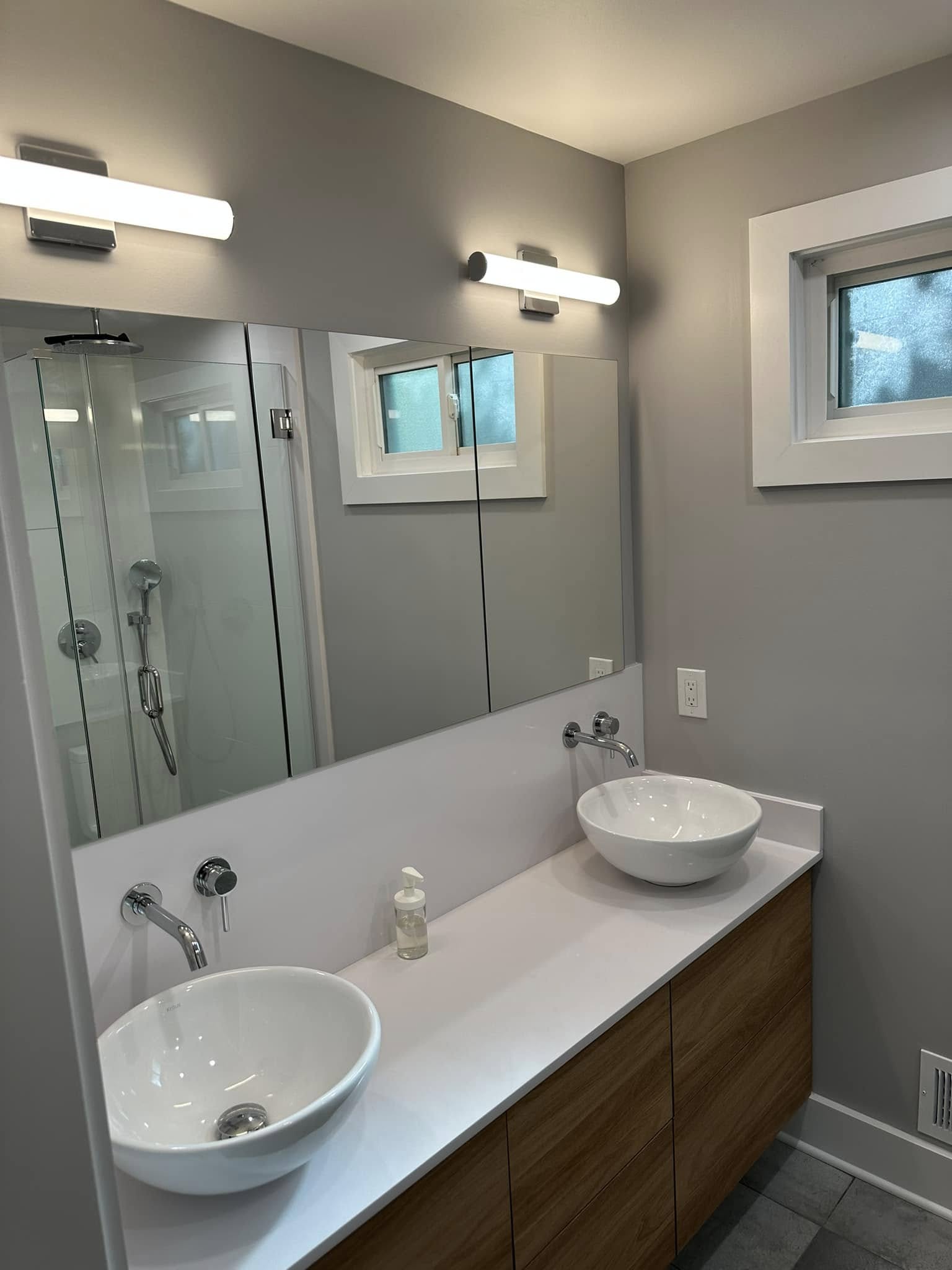 Bathroom vanity and mirror remodel